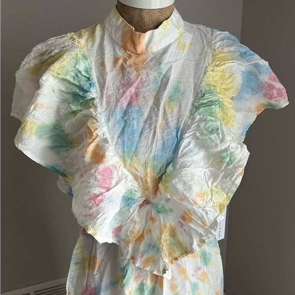 Young Fabulous & Broke Tie Dye Ruffle Mock Neck Maxi Dress Size SMALL NWT - Picture 2 of 6